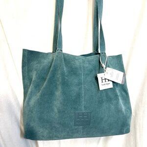 Haute Hippie Teal Suede Tote Bag
